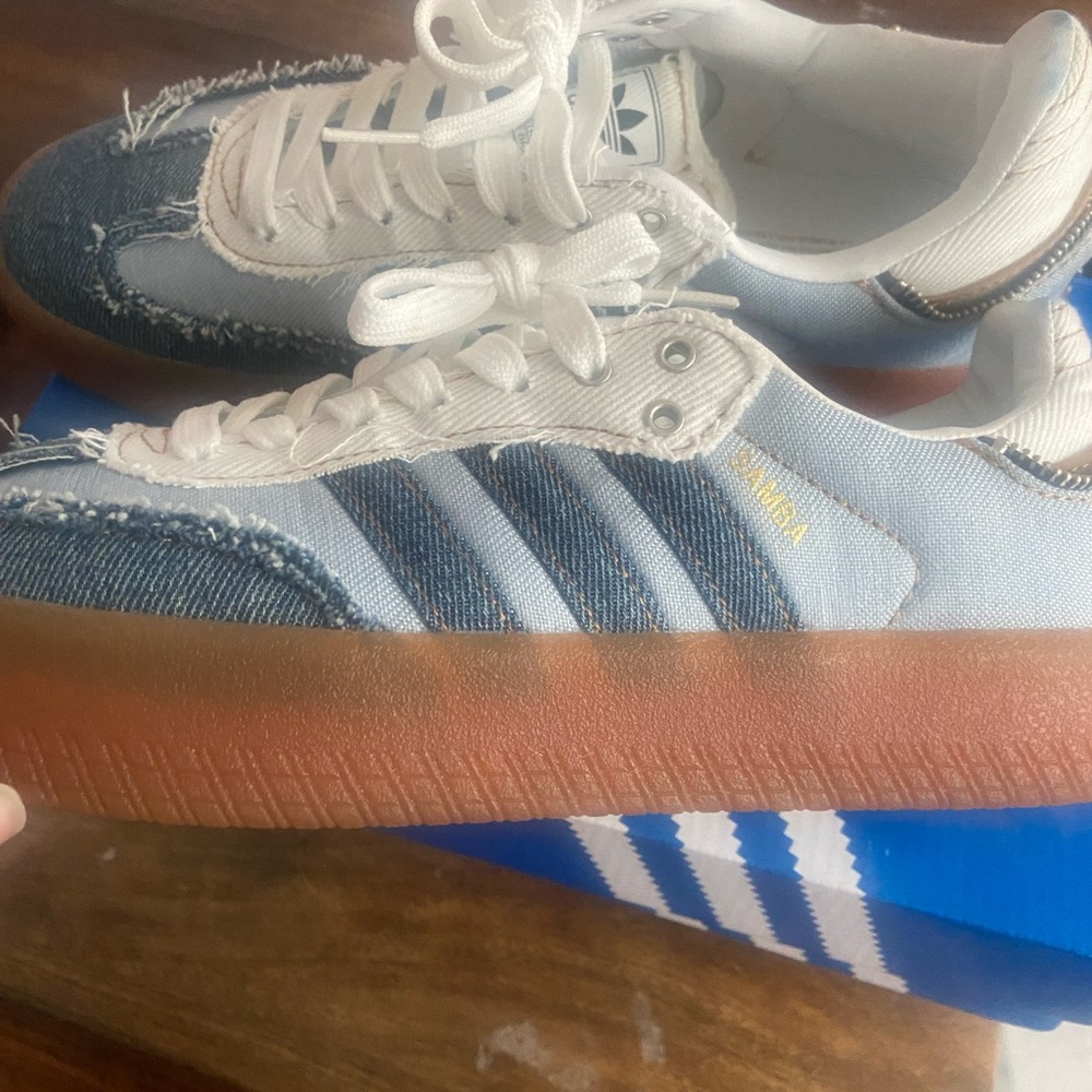 adidas Samba Platform Sneakers - Light Blue & Denim with Gum Sole - Picture 4 of 11